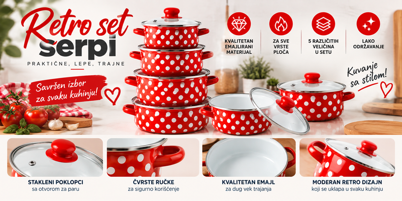 SET RETRO ŠERPI - 5 KOMADA