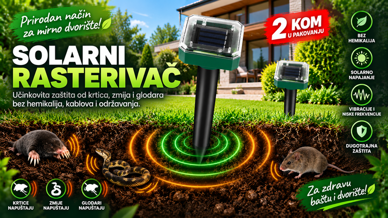 Solarni rasterivač krtica, zmija i ostalih glodara – 2 komada u pakovanju