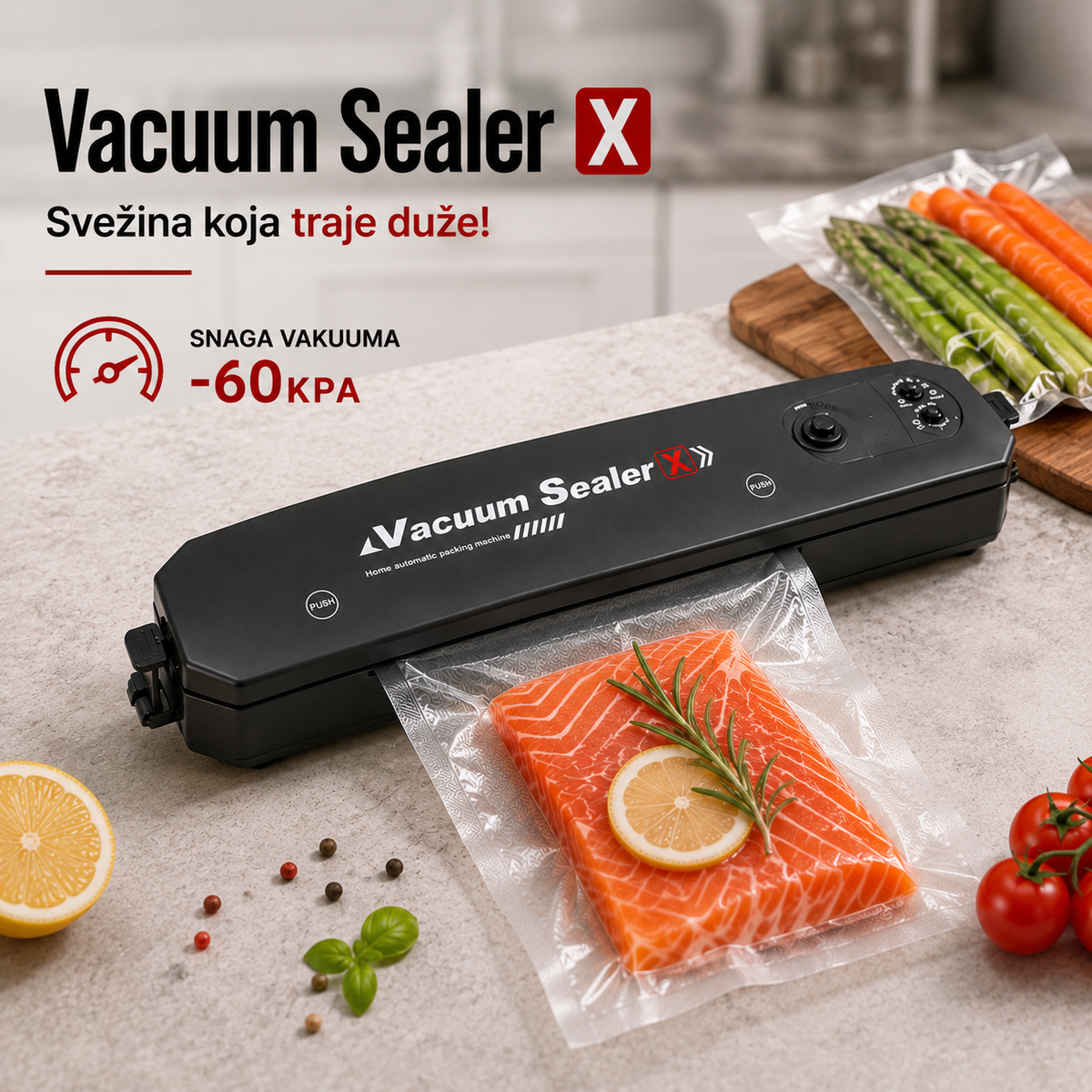 Aparat za vakumiranje hrane + Poklon rolna kesa od 5m
